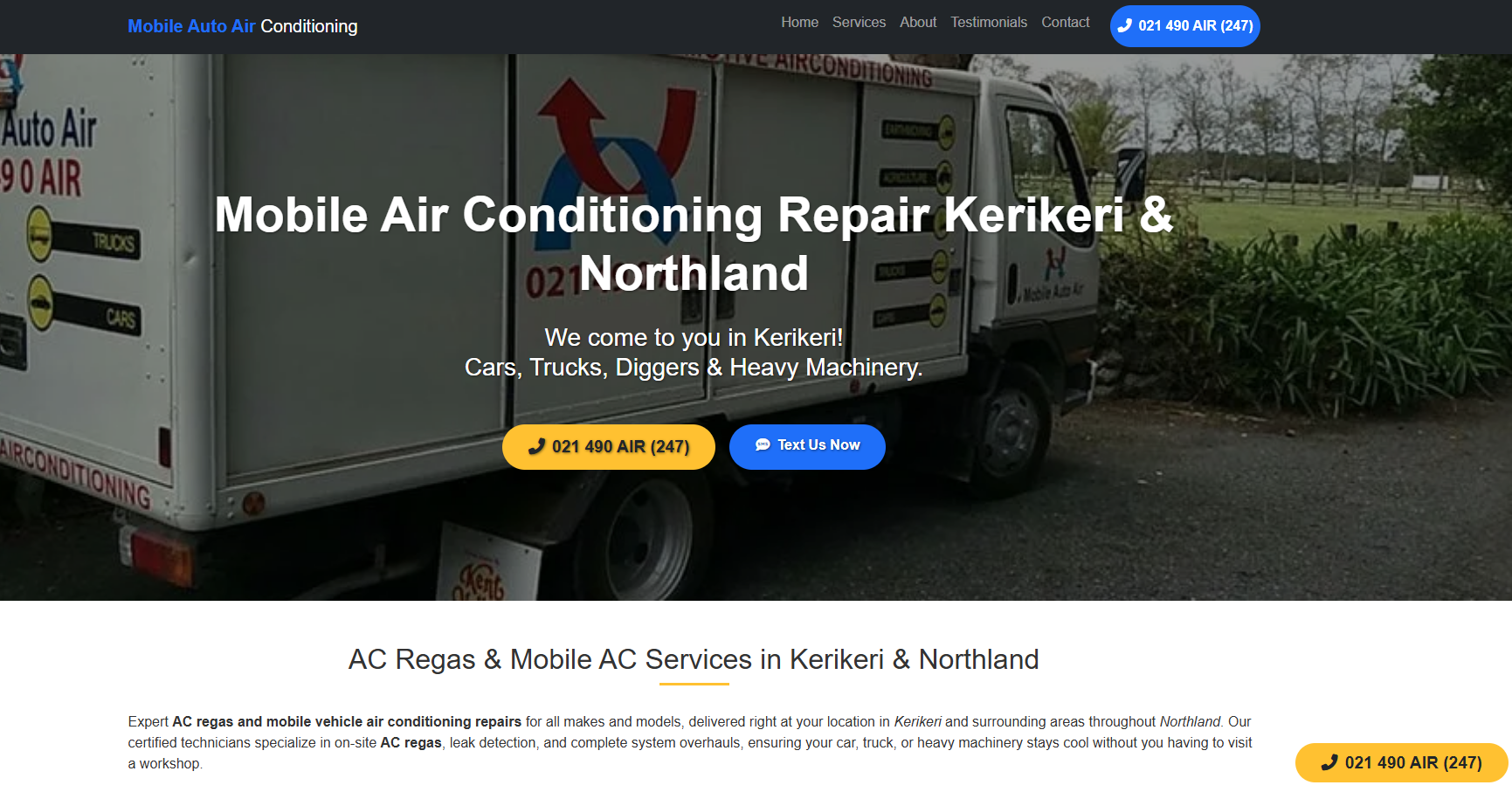 Mobile Auto Air website